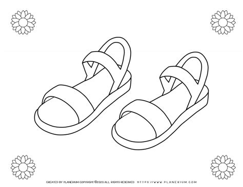 Summer Coloring Page Sandals Planerium