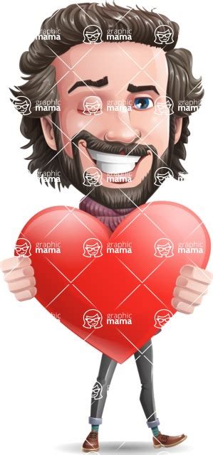 Stylish Man Cartoon Vector Character 112 Illustrations Holding Heart Graphicmama