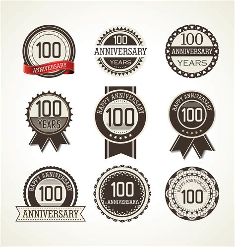 100th Anniversary Round Badge Set 834200 Vector Art At Vecteezy