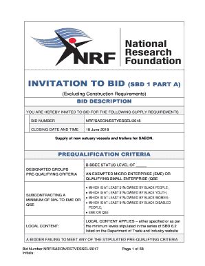 Fillable Online INVITATION TO BID SBD 1 PART A Tender Bulletins Fax