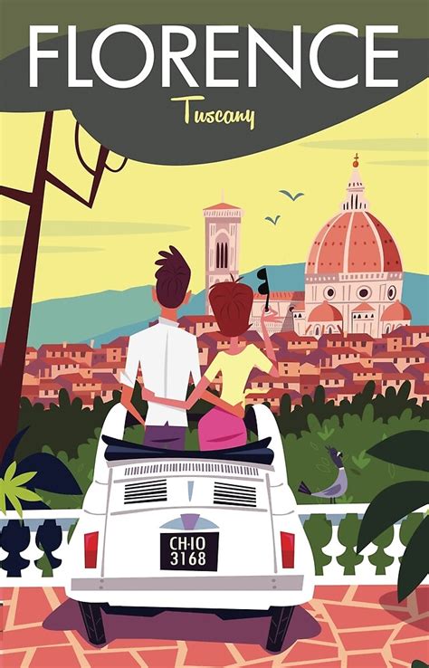 Affiche De Florence Par Gary Godel Redbubble Retro Travel Poster