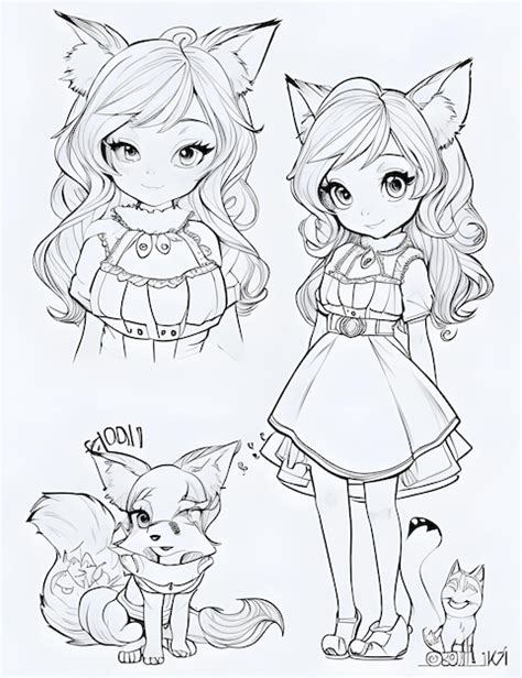 Chibi Wolf Girl Coloring Pages