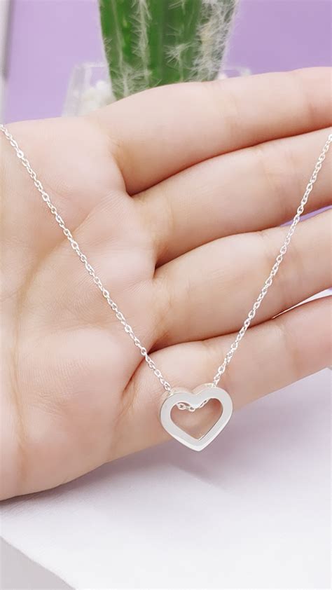 Acero blanco Conjuntos Corazón calado pasante 42cm Mayorista Joyas