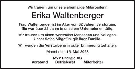 Traueranzeigen Von Erika Waltenberger Trauerportal Ihrer Tageszeitung