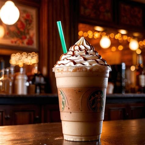 Premium Photo | Frapuccino cold sweet creamy ice blended coffee drink
