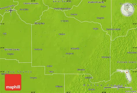 Physical Map Of Alachua County