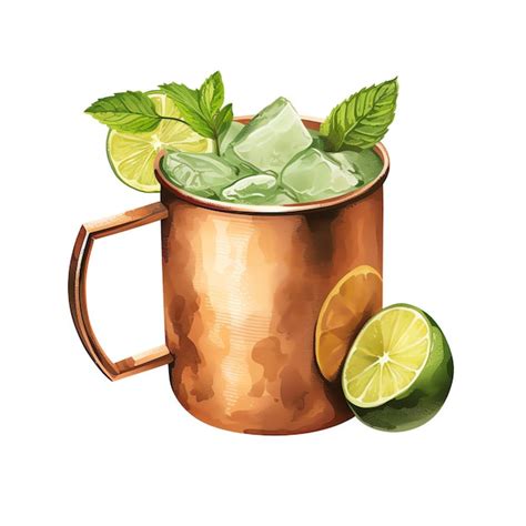 Premium AI Image Beautiful Moscow Mule Cocktail Watercolor Drink