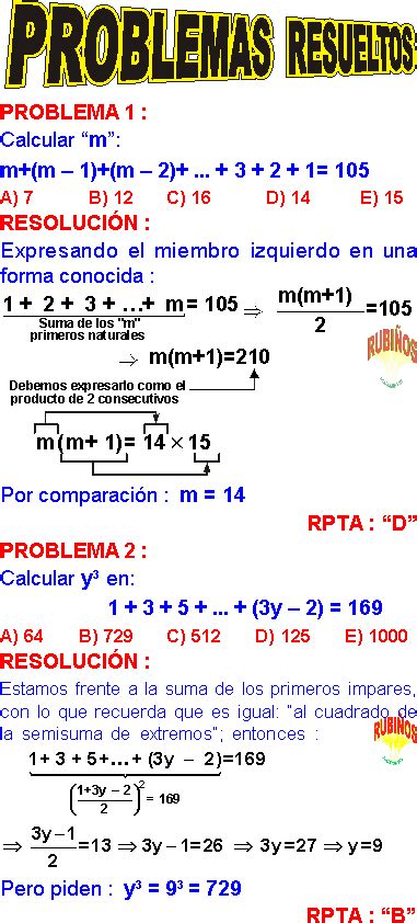 Series Y Sumas Notables Sumatorias Problemas Resueltos De Habilidad