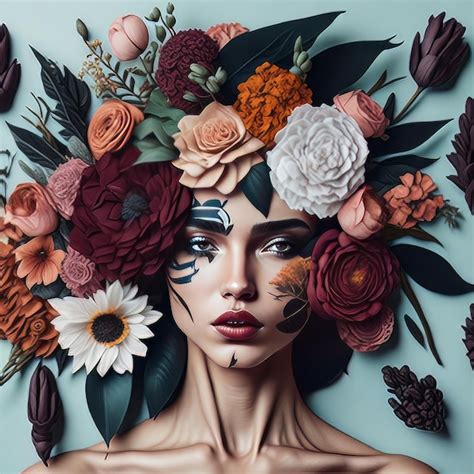 Una Mujer Con Flores En La Cabeza Foto Premium