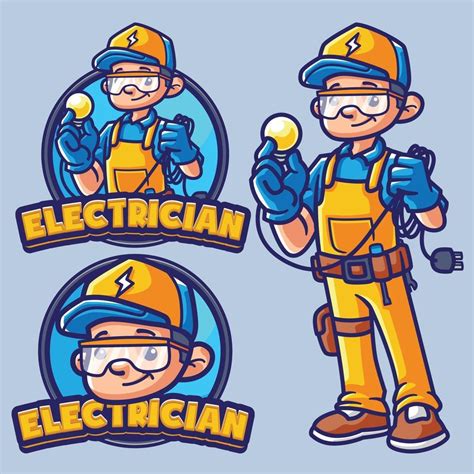 Electrician Mascot Logo Template 2127494 Vector Art At Vecteezy