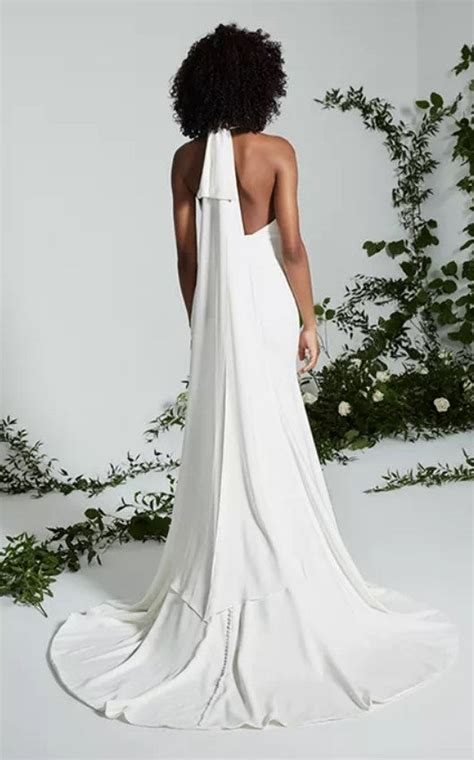 Halter Neck Sheath Wedding Dress With Open Back Kleinfeld Bridal