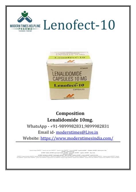 Lenofect 10mg Capsules at best price in New Delhi by Modern Times ...