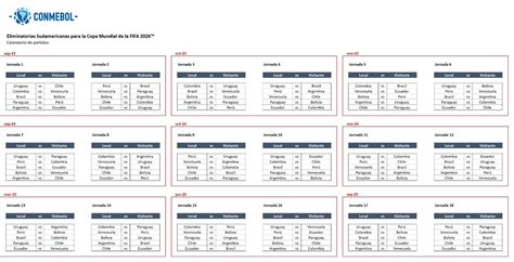 Calendario Oficial Eliminatorias Sudamericanas Mundial Fifa 2026