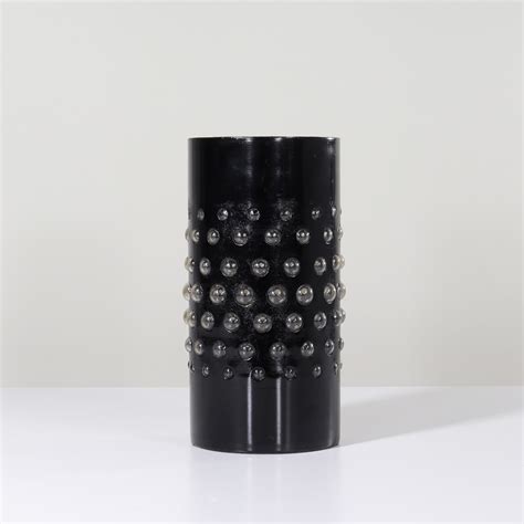 Vintage Black Metal Cylinder Vase | Fourth Interiors