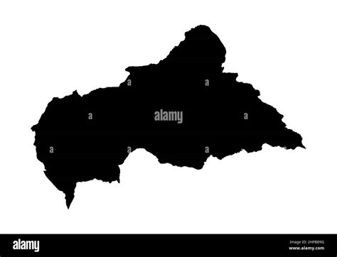 Central African Republic Outline Silhouette Map In Black Isolated Over