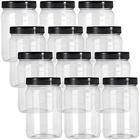 Fasmov Pack Oz Plastic Jars With Lids Wide Mouth Clear Empty