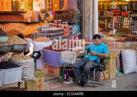 Dried Fruit And Nuts In Kashgar In Xinjiang Province China Stock Photo