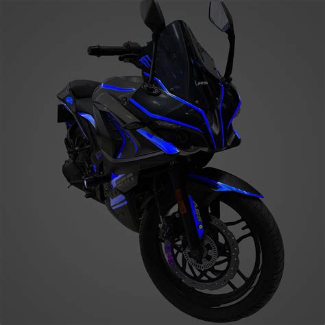 Bajaj Pulsar Rs Full Sticker Set Custom Neon Mavi