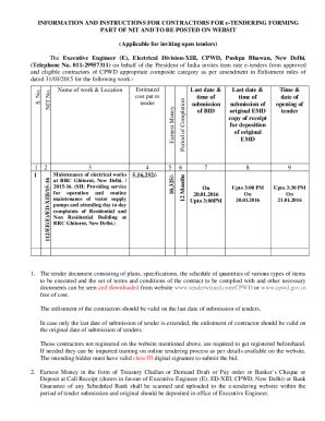 Fillable Online E Tendering Forming Part Of Nit And To Be Fax Email