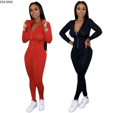 2020 Summer Women Jumpsuits Full Sleeve Girl Street Hooded Rompers Sexy Night Club Party Bandage