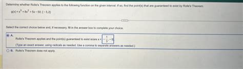 Solved Determine Whether Rolle S Theorem Applies To The Chegg