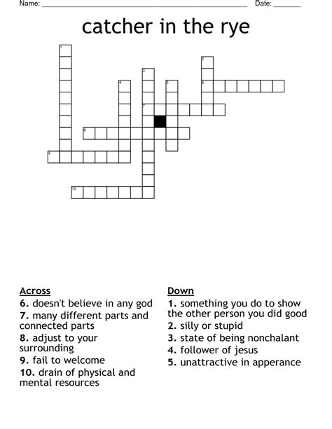 Catcher In The Rye Crossword Wordmint