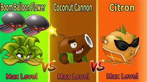 Pvz 2 Challenge Boom Balloon Flower Vs Coconut Cannon Vs Citron 8 8 1 New Plant Gameplay