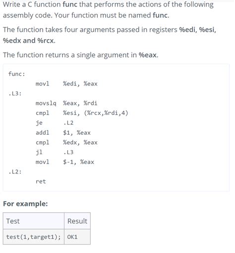 Solved Write A C Function Func That Performs The Actions