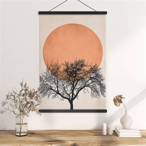 Textile Poster Winter Morning In Peach Colour Kubistika Wall Art