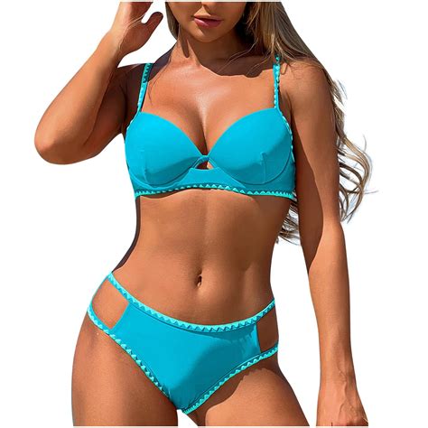 Sky Light Blue Bikini Sets For Women Beach Matching Lounge Hawaiian Triangle Piece Tropical