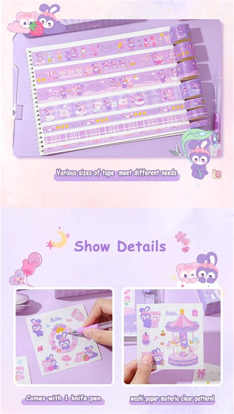 Jianwu Kawaii Washi Tape Sticker Gift Box Set Cartoon Journal