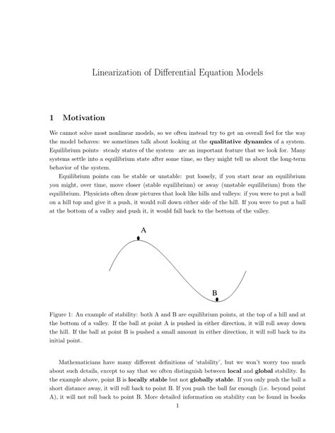 Linearization of Differential Equation Models - DocsLib