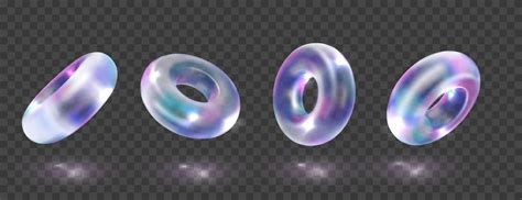 Crystalline Reflective Glass Torus In Holographic Futuristic Style