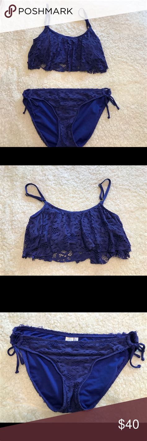 Kenneth Cole Reaction Bikini Purple W Lace Overlay