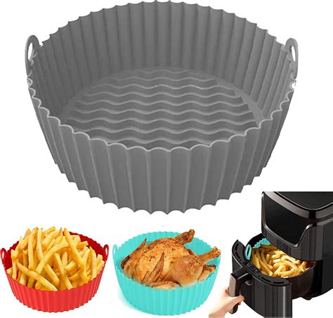 2 adet Air Fryer silikon tencere 21 5 cm sıcak hava fritözü aksesuarı