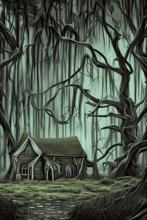 Witch S Cottage By The Swamp Graphic · Creative Fabrica