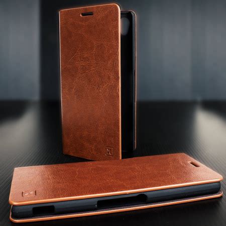 Olixar Leather Style Sony Xperia Z Wallet Stand Case Light Brown