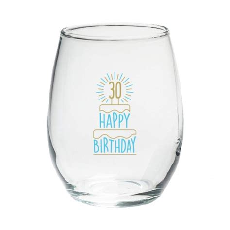 30th Happy Birthday Stemless Wine Glass