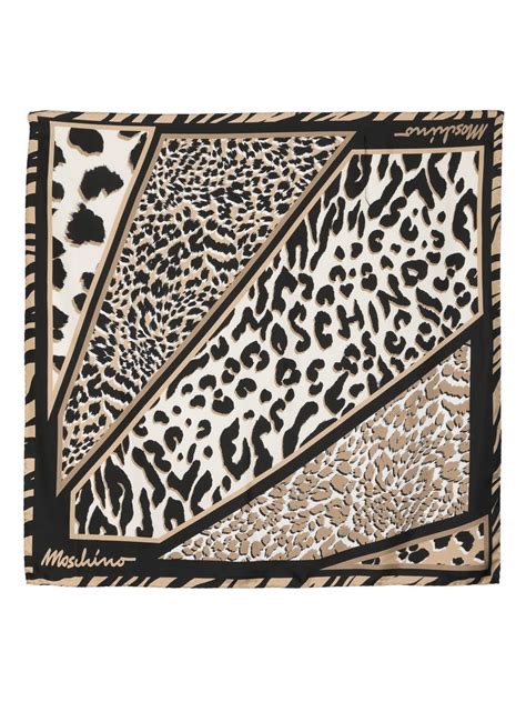 Moschino Leopard Print Silk Foulard Neutrals Editorialist