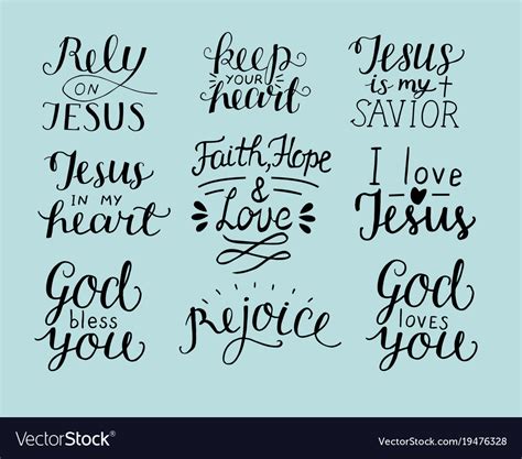 Set Of 9 Hand Lettering Christian Quotes God Bless