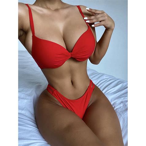 Kaufe Sexy Bikini Frauen Badeanzug 6 Farben Weibliche Push Up Bademode