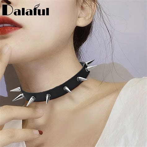 Gothic Spike Rivet Chocker Sexy Belt Collar Pu Leather Goth Necklace