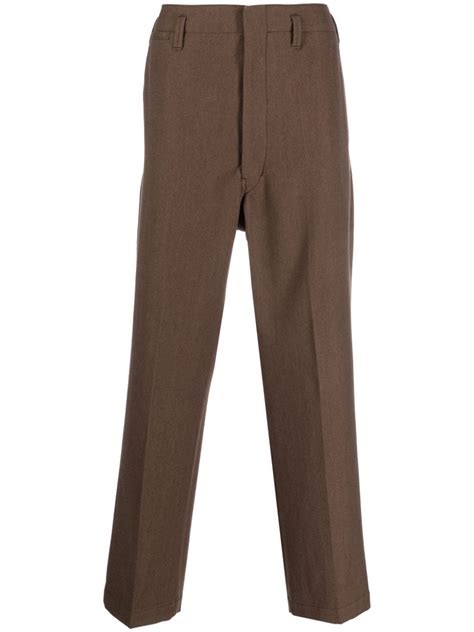 LEMAIRE Straight Leg Wool Blend Trousers Brown FARFETCH