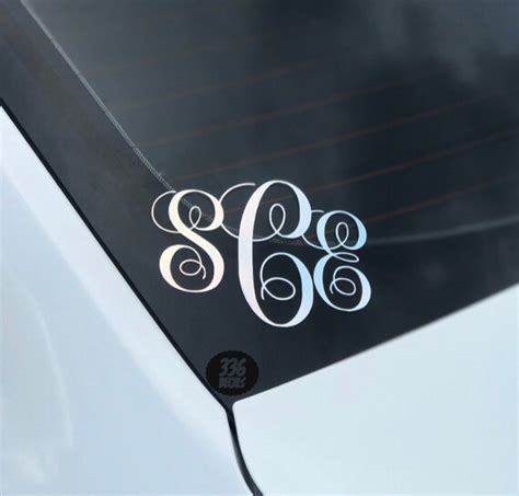 Monogram Car Decal Car Decal Script Monogram Vinyl Etsy