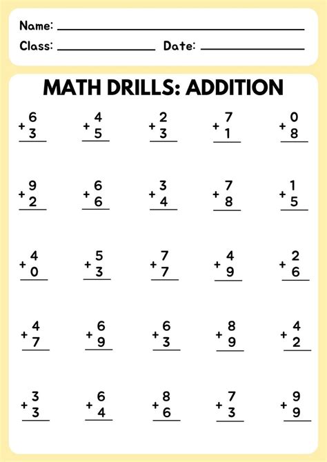 addition drills worksheets  image  printables