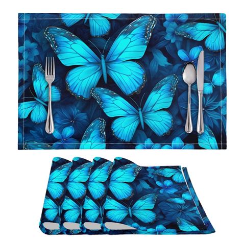 Vodetik Store Butterfly Placemats Set Of 4 For Dining Table Heat