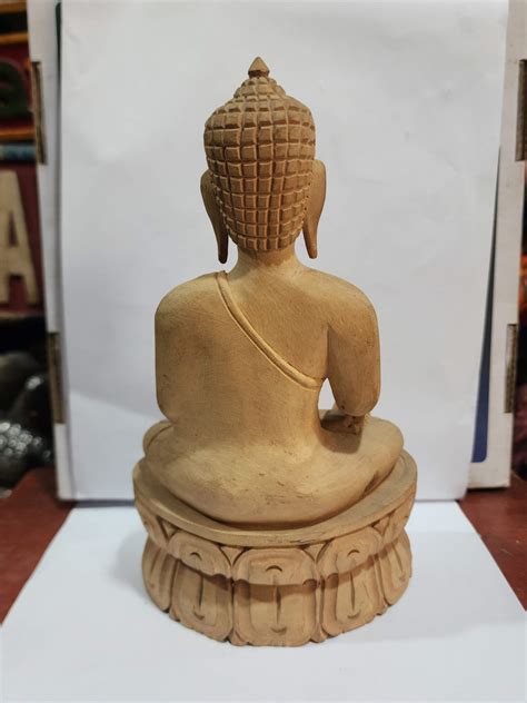 Buddhist Handmade Wooden Statue Of Ratnasambhava Buddha Karma Wood