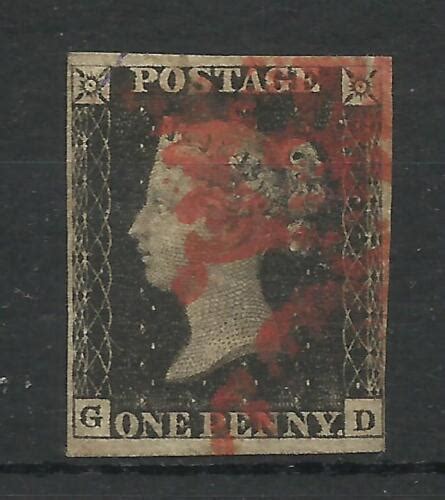 1840 Sg 2 1d Black GD Plate 6 With Red Maltese Cross Cancel Fine