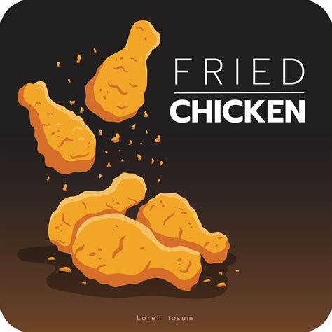 Fried Chicken Leg Vector Illustration Isolated On Black Background 18723218 Vector Art At