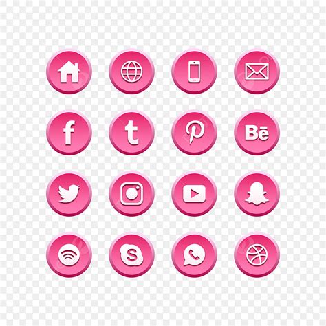 Conjunto De Iconos De Redes Sociales Y Web Rosa PNG dibujos Imágenes